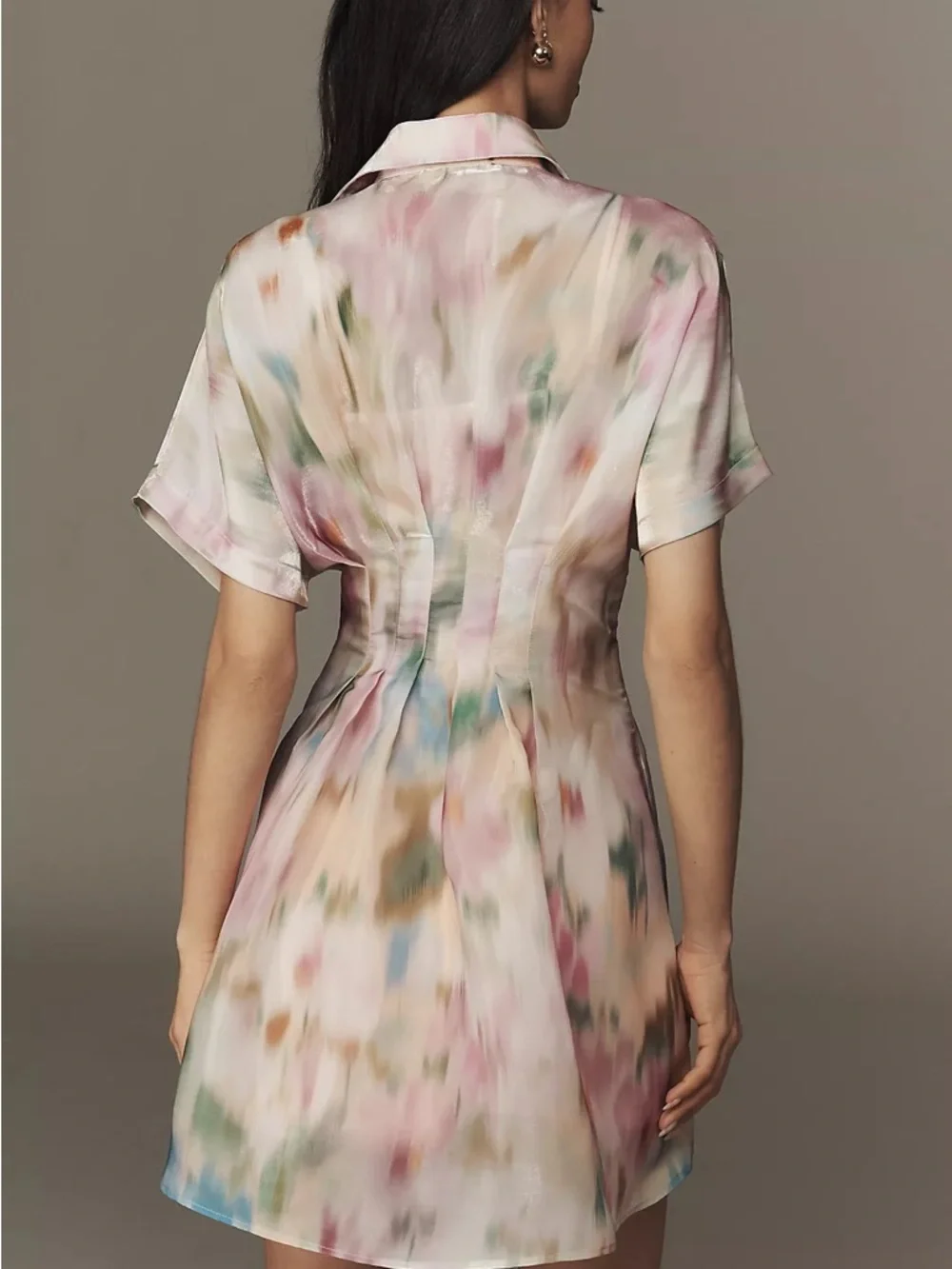 Anthropologie Watercolor Pastel Button-Front Mini Dress - Picture 2 of 5
